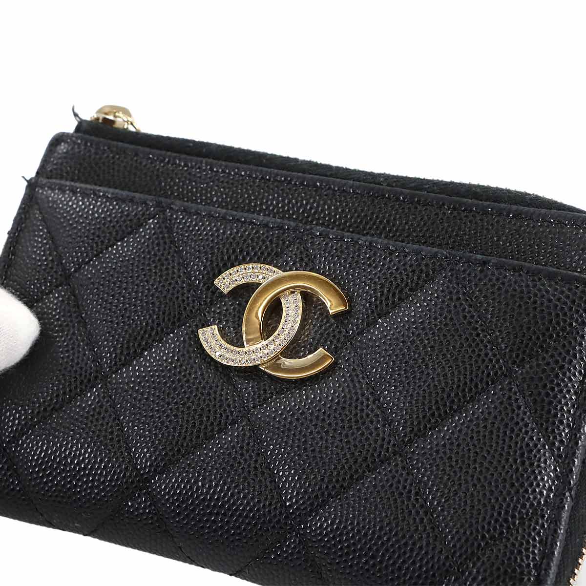 Matelasse Coin Case Purse Wallet Leather Black