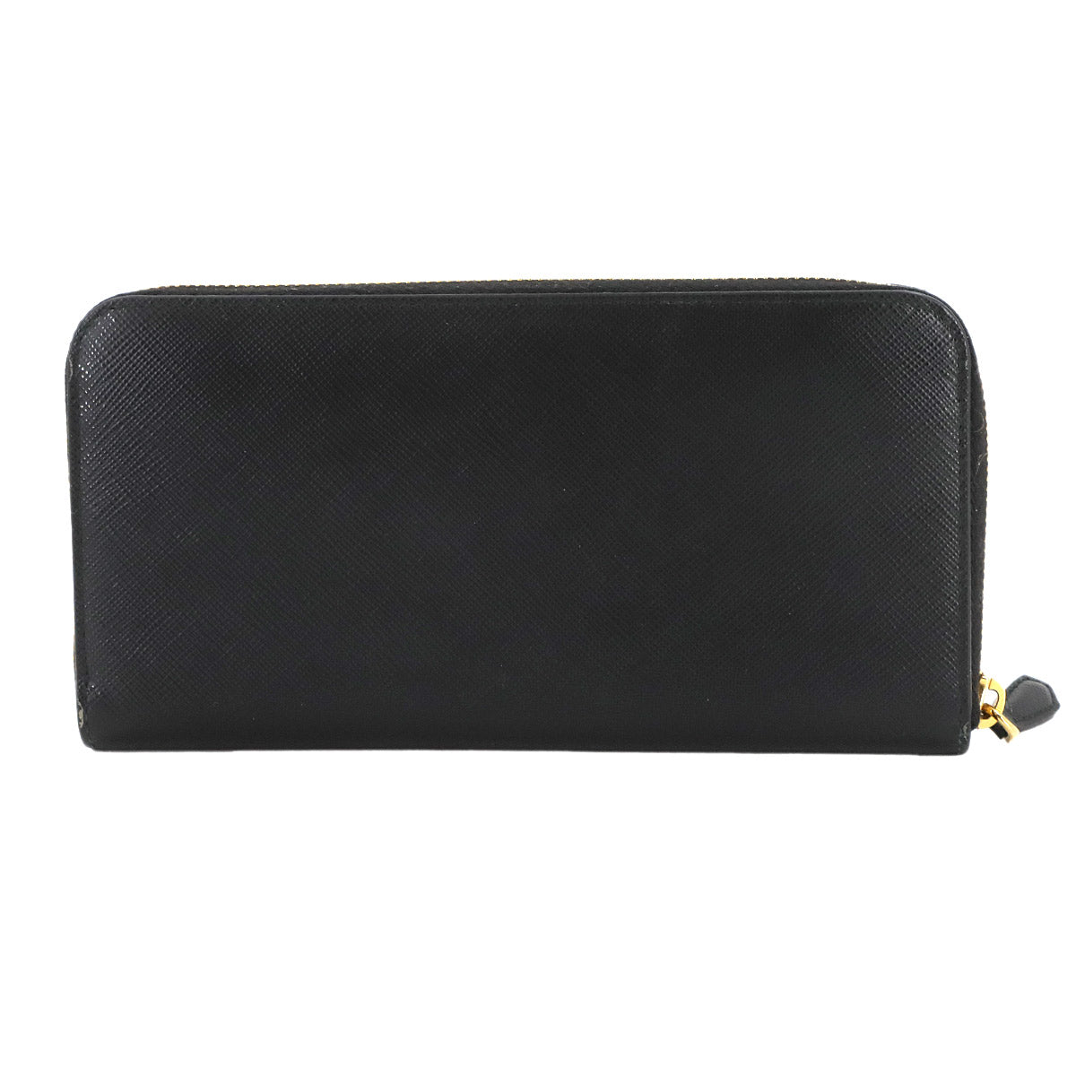 Heart Zipped Around Long Wallet Saffiano Leather Black 1ML506