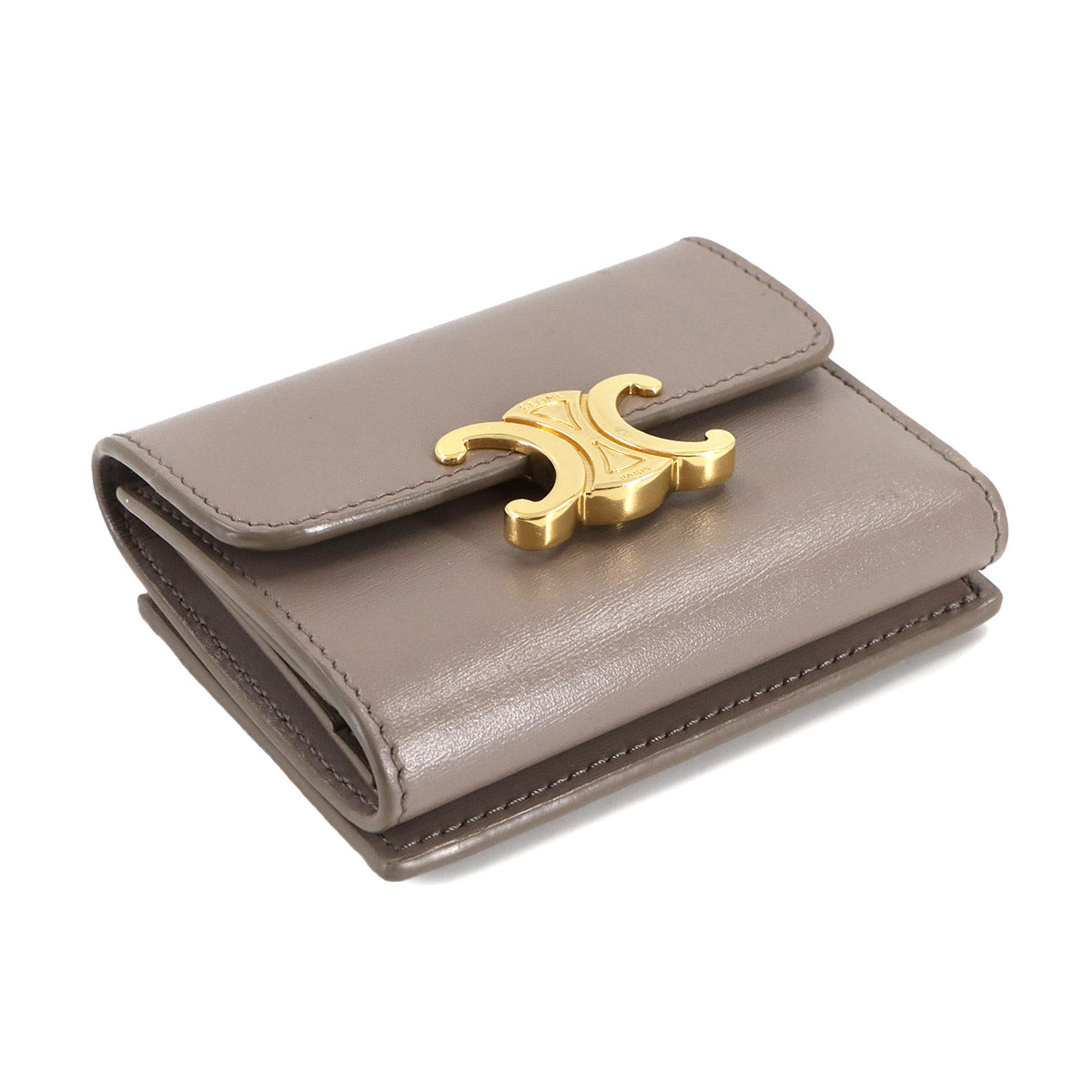 Triomphe Compact Wallet With Coin Leather Gray 10I653DPV