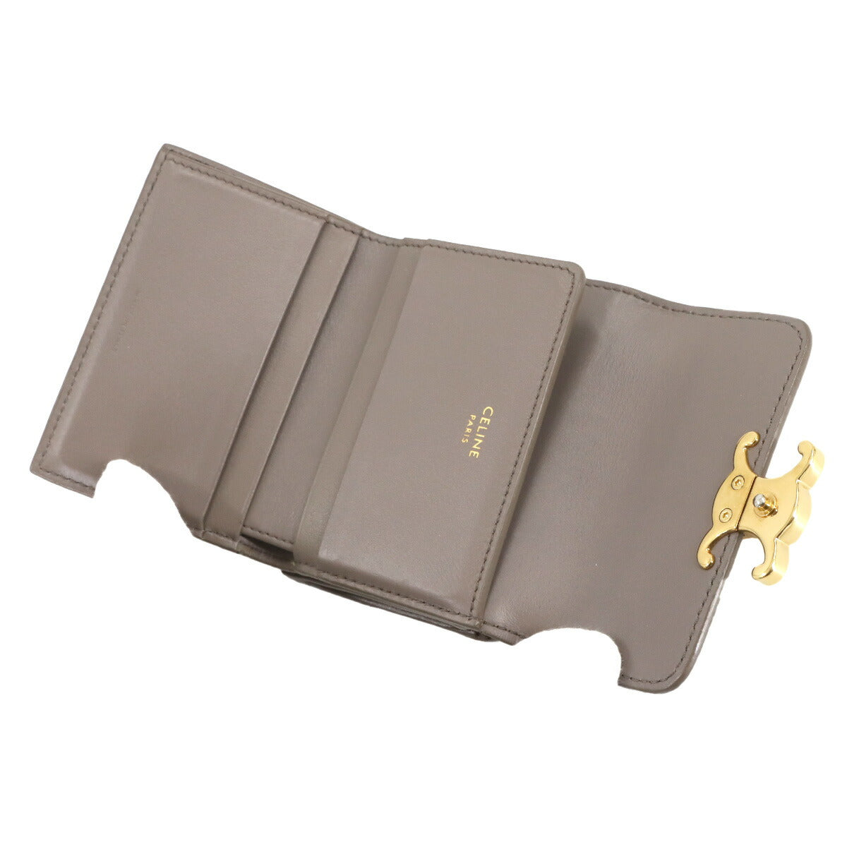 Triomphe Compact Wallet With Coin Leather Gray 10I653DPV