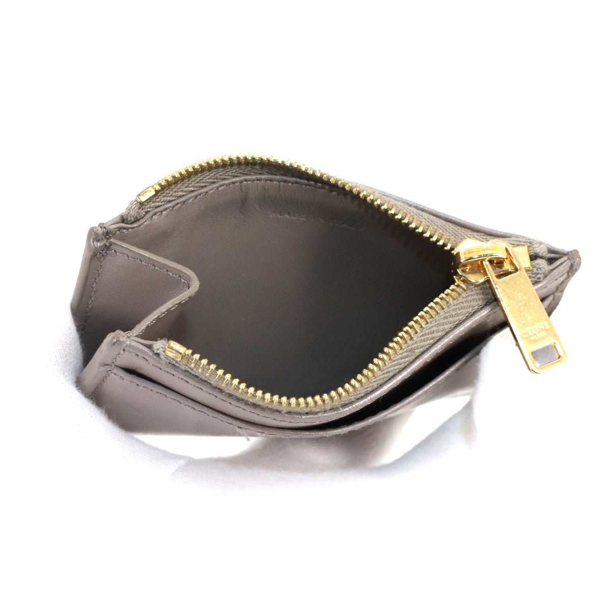 Triomphe Compact Wallet With Coin Leather Gray 10I653DPV