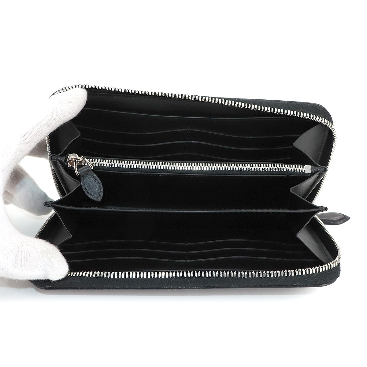 Calligraphy Itauba Long Wallet Venezia Leather Nero grigio