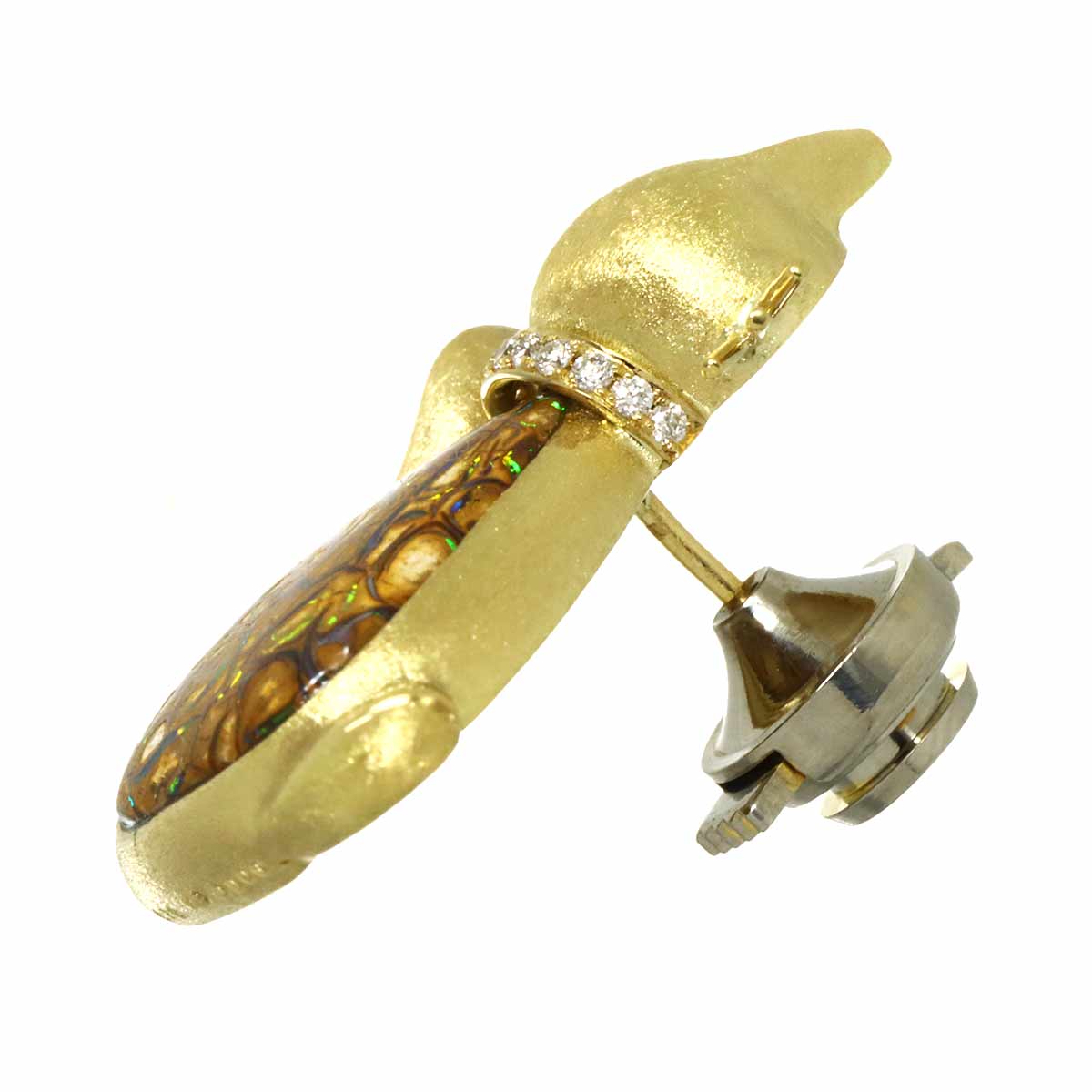 Diamond Brooch 18K YG Yellow Gold 750