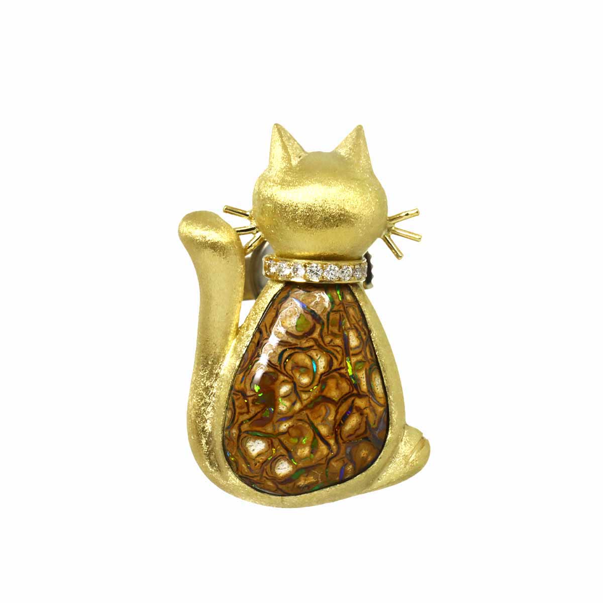 Diamond Brooch 18K YG Yellow Gold 750