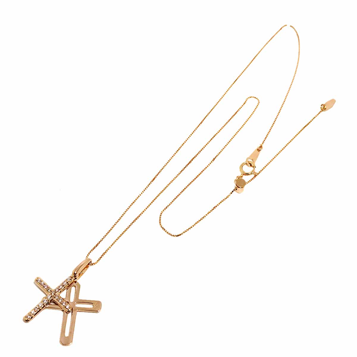 Diamond 0.20ct Necklace 18K K18 PG Pink Gold