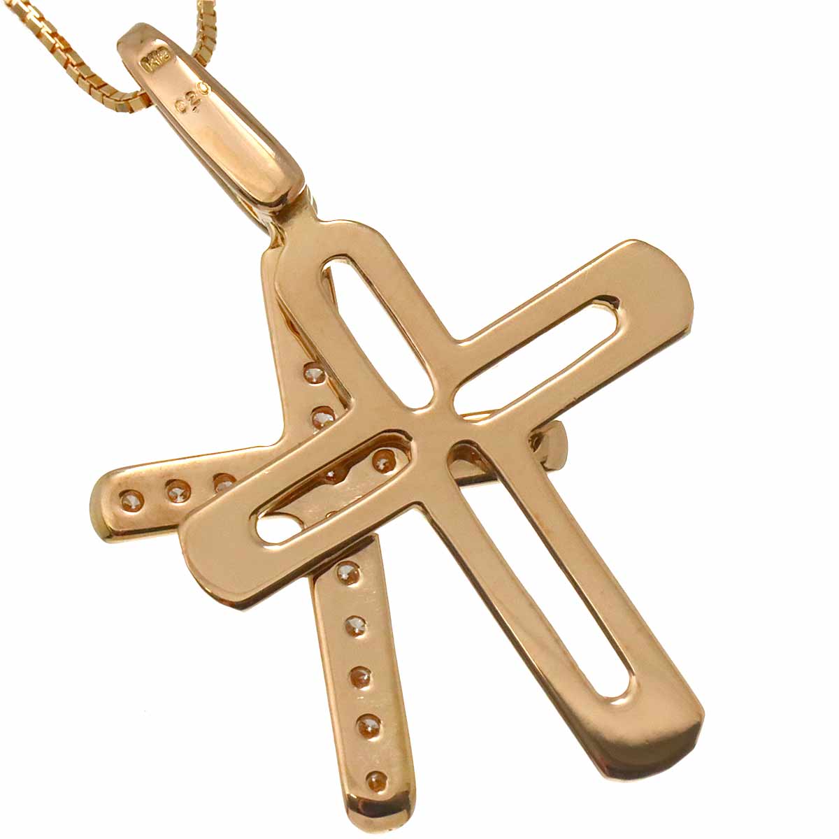 Diamond 0.20ct Necklace 18K K18 PG Pink Gold