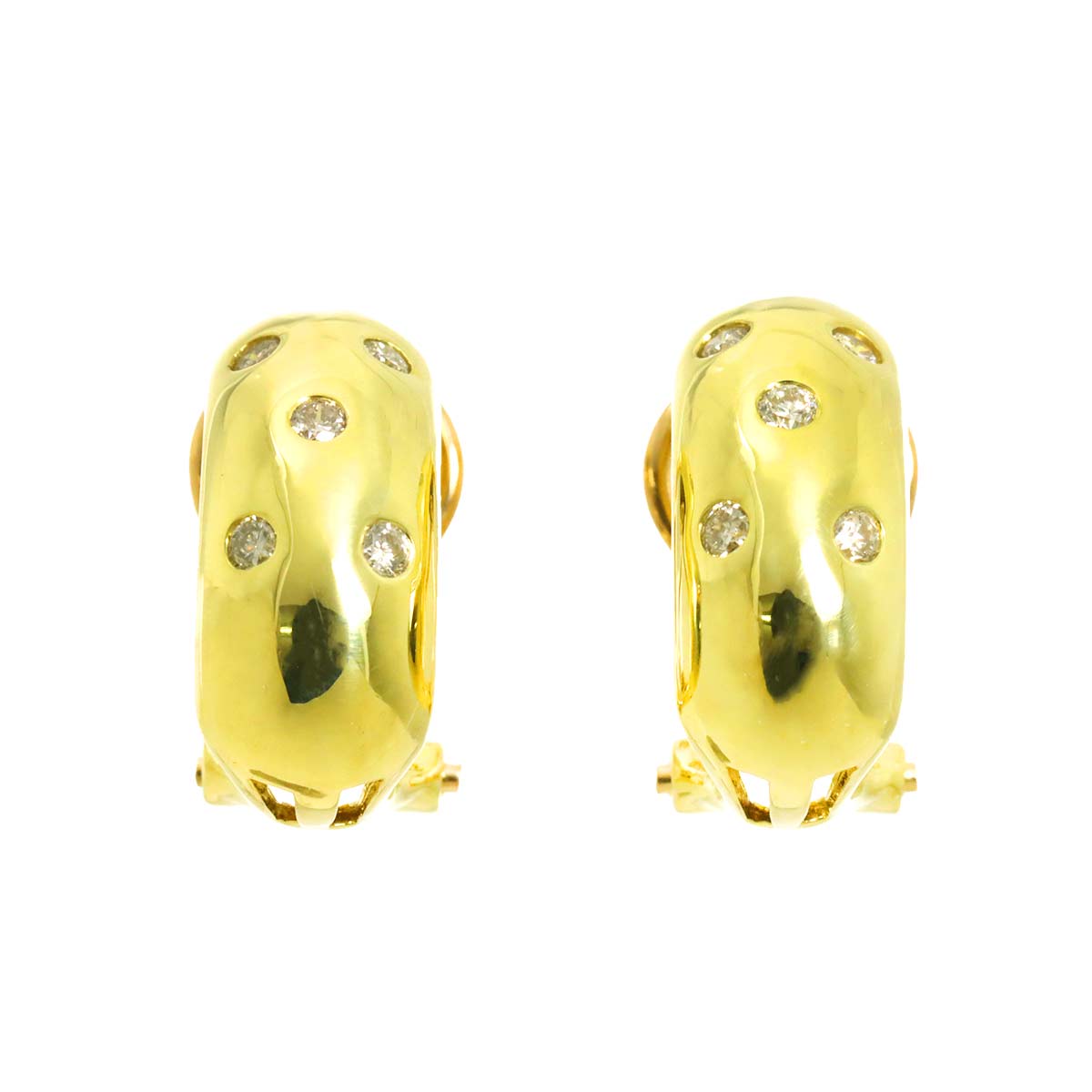 Diamond 0.10ct/0.10ct Earrings 18K K18 YG 750