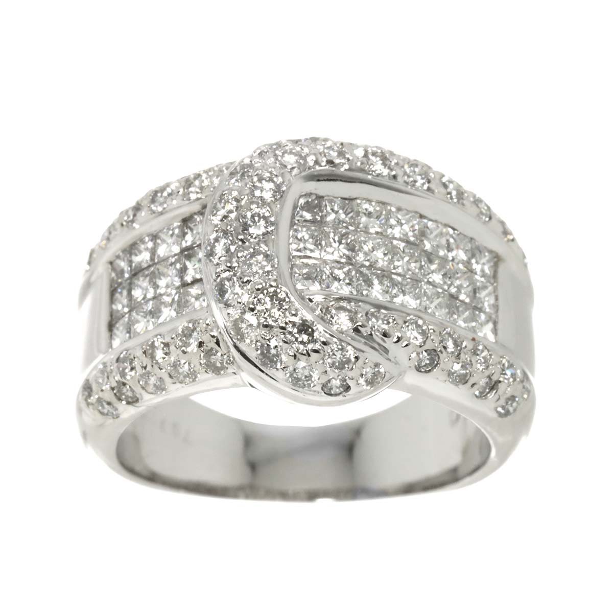 Diamond 1.82ct Ring 18K K18 WG White Gold size6-6.25(US)