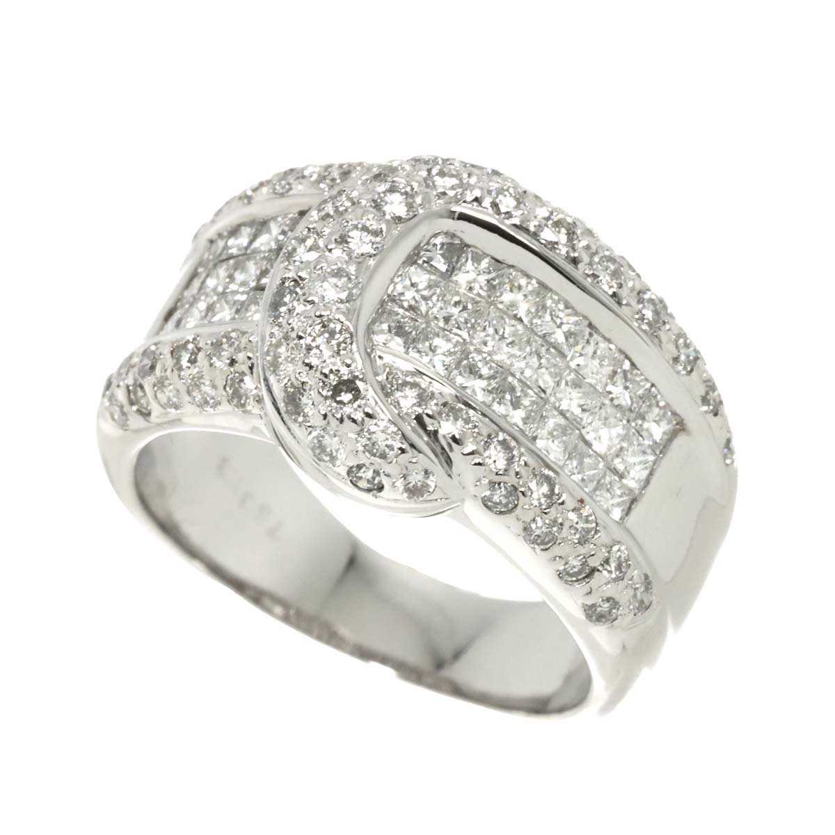 Diamond 1.82ct Ring 18K K18 WG White Gold size6-6.25(US)