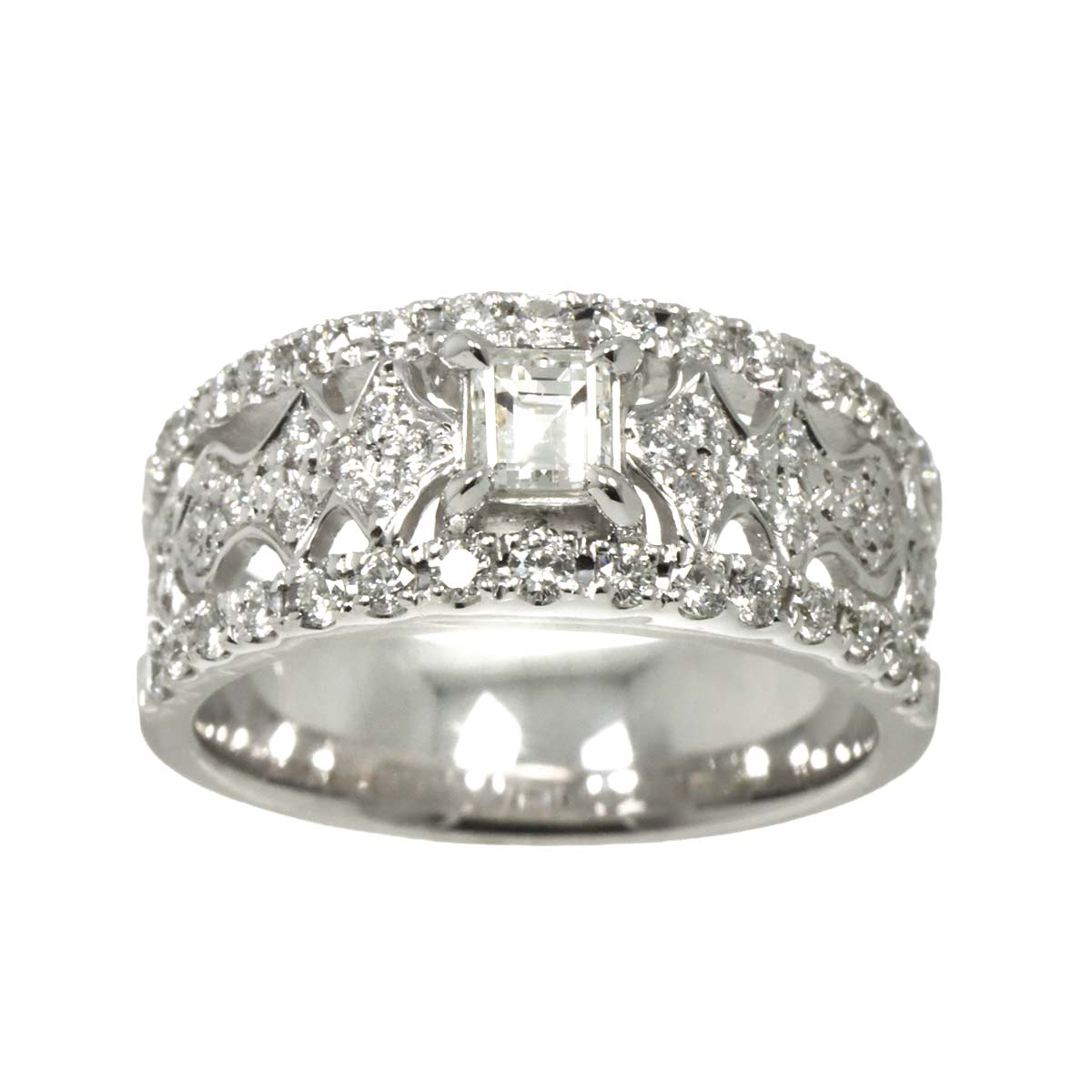 Diamond 0.305/ct0.668ct Ring 18K K18 WG White Gold size6-6.25(US)