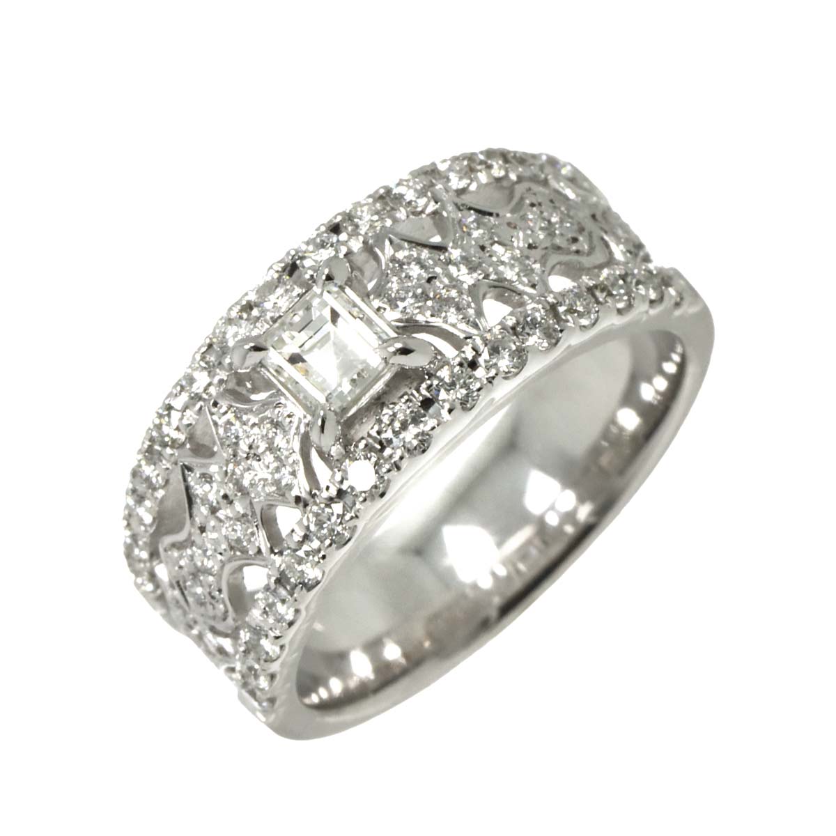 Diamond 0.305/ct0.668ct Ring 18K K18 WG White Gold size6-6.25(US)