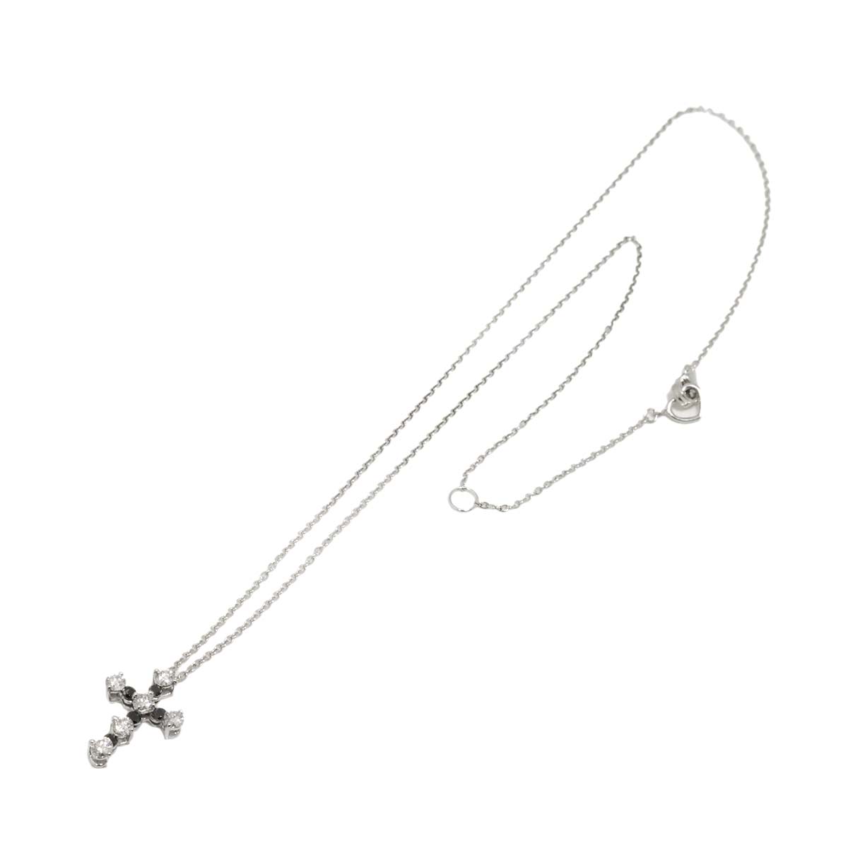 Cross motif Diamond 0.40ct/0.10ct Necklace 18K WG 750