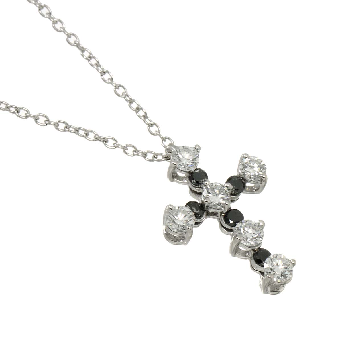 Cross motif Diamond 0.40ct/0.10ct Necklace 18K WG 750
