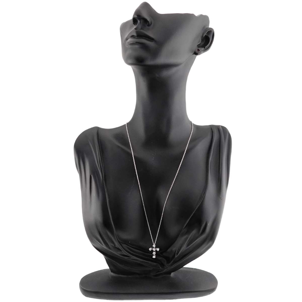 Cross motif Diamond 0.40ct/0.10ct Necklace 18K WG 750
