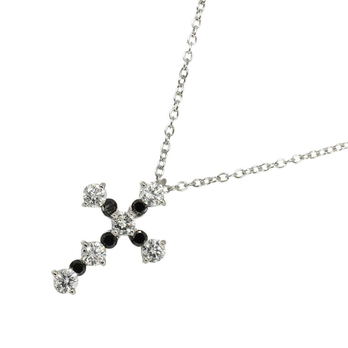Cross motif Diamond 0.40ct/0.10ct Necklace 18K WG 750