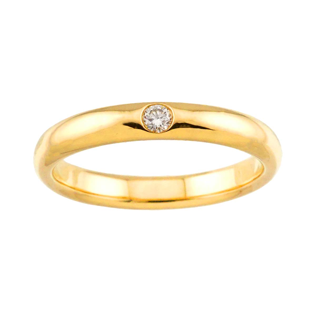 Round Cut Diamond Ring 18K YG 750 Size5.25(US)