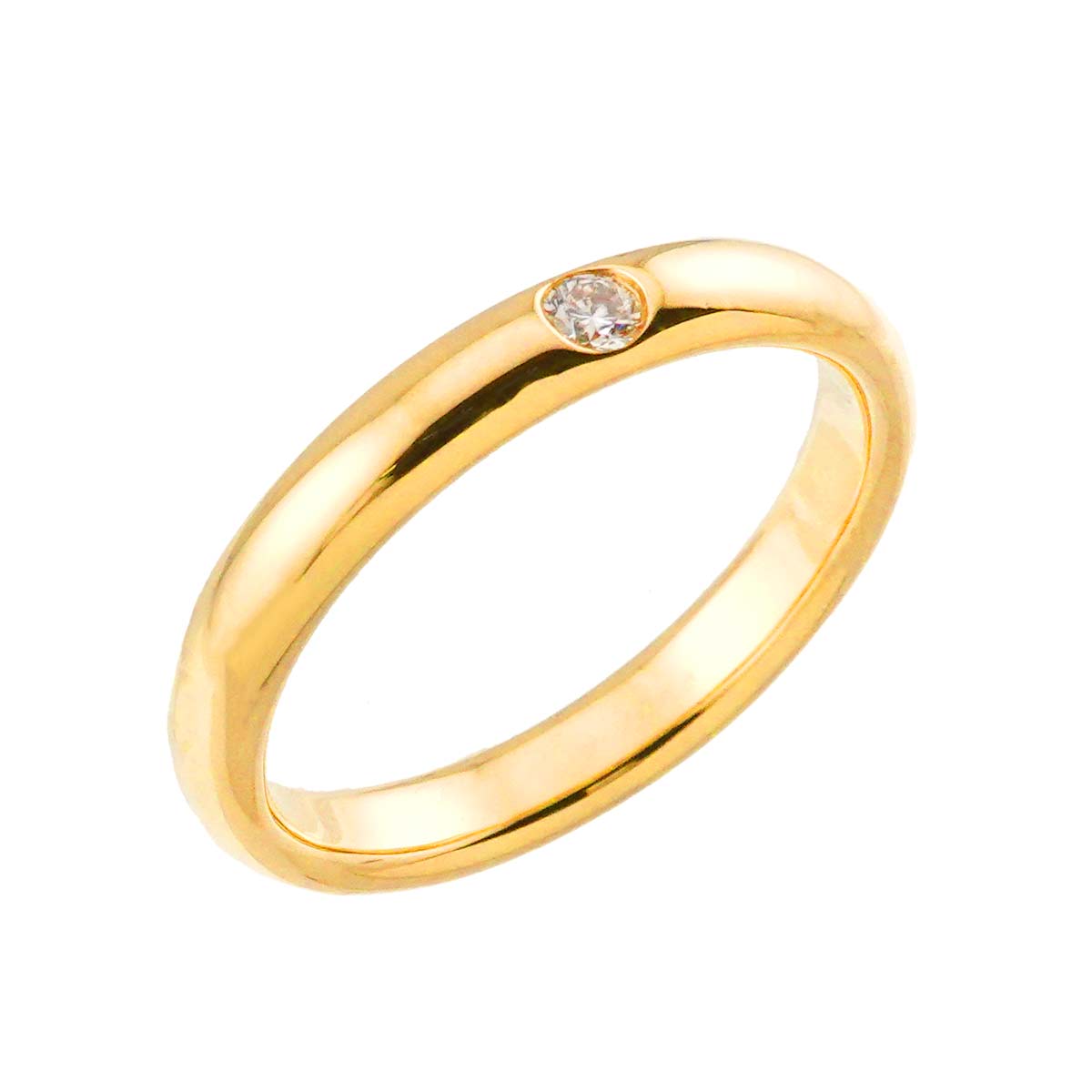 Round Cut Diamond Ring 18K YG 750 Size5.25(US)