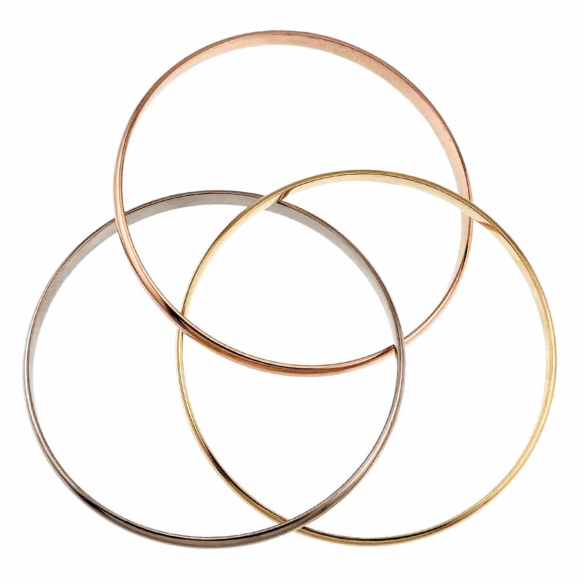 Trinity SM Bangle Bracelet 18K YG WG PG 750