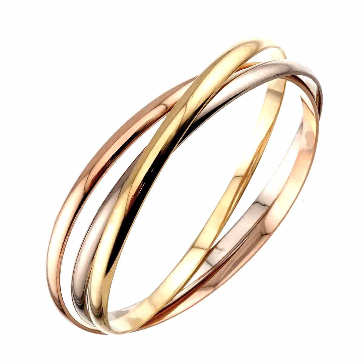 Trinity SM Bangle Bracelet 18K YG WG PG 750