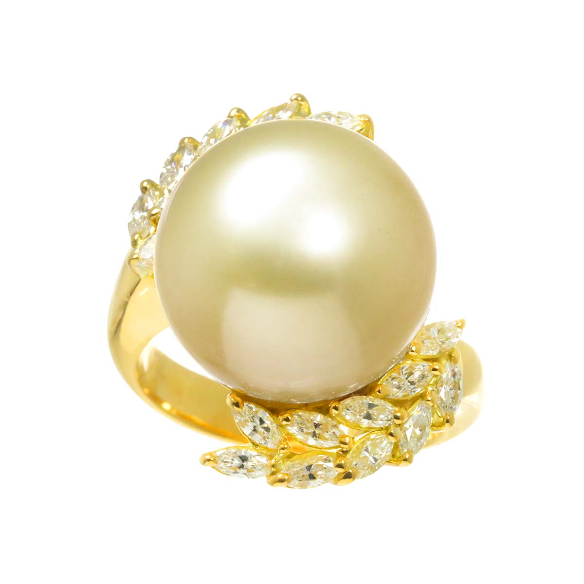 South Sea pearl 15.8mm Diamond 1.00ct Ring 18K K18 YG 750 7.5(US)