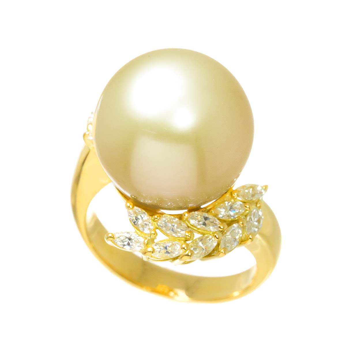 South Sea pearl 15.8mm Diamond 1.00ct Ring 18K K18 YG 750 7.5(US)