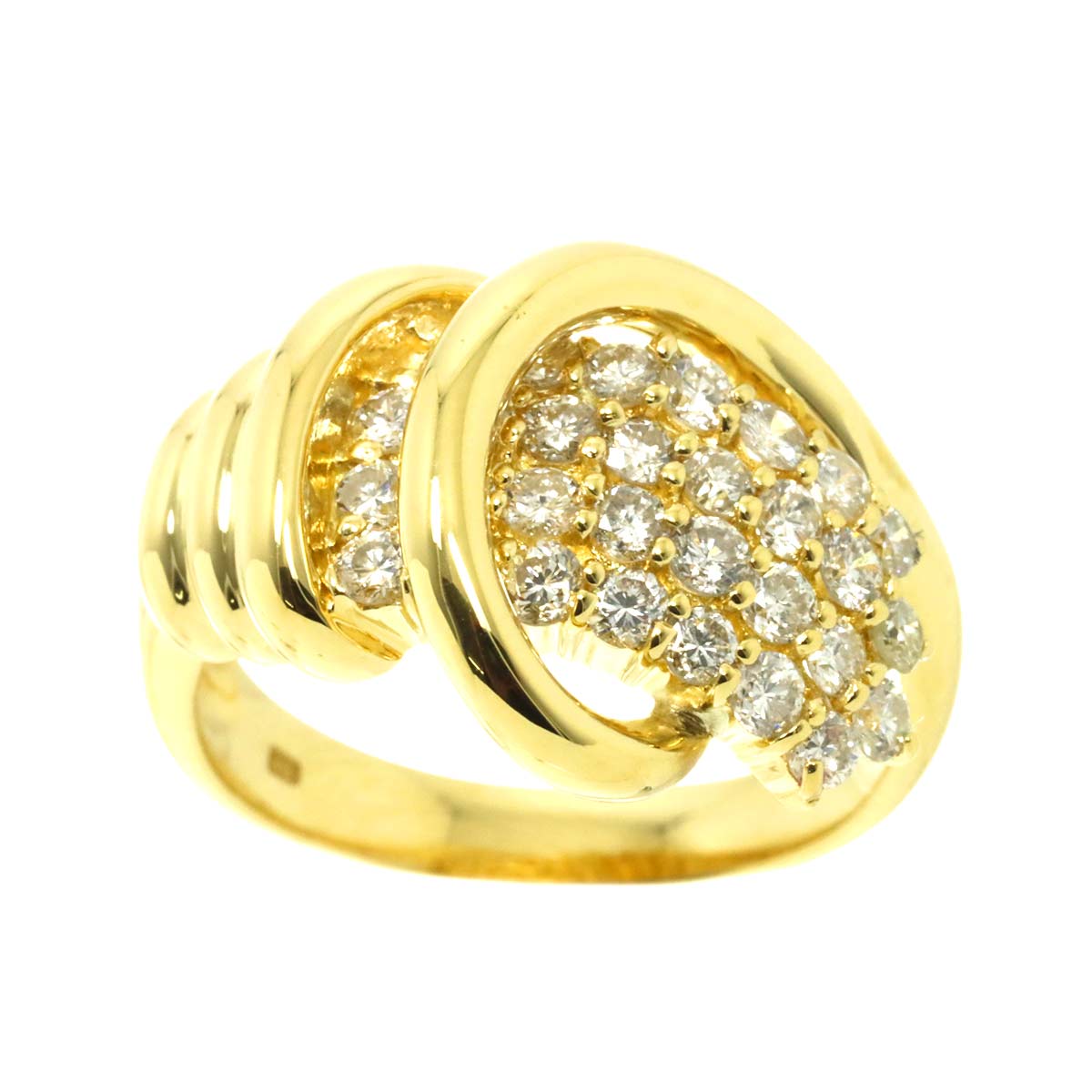 Diamond 1.00ct Ring 18K YG Yellow Gold 750 Size6(US)