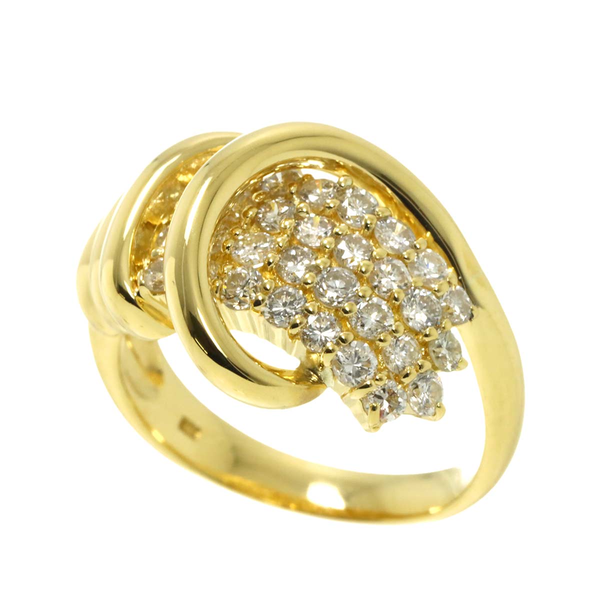 Diamond 1.00ct Ring 18K YG Yellow Gold 750 Size6(US)