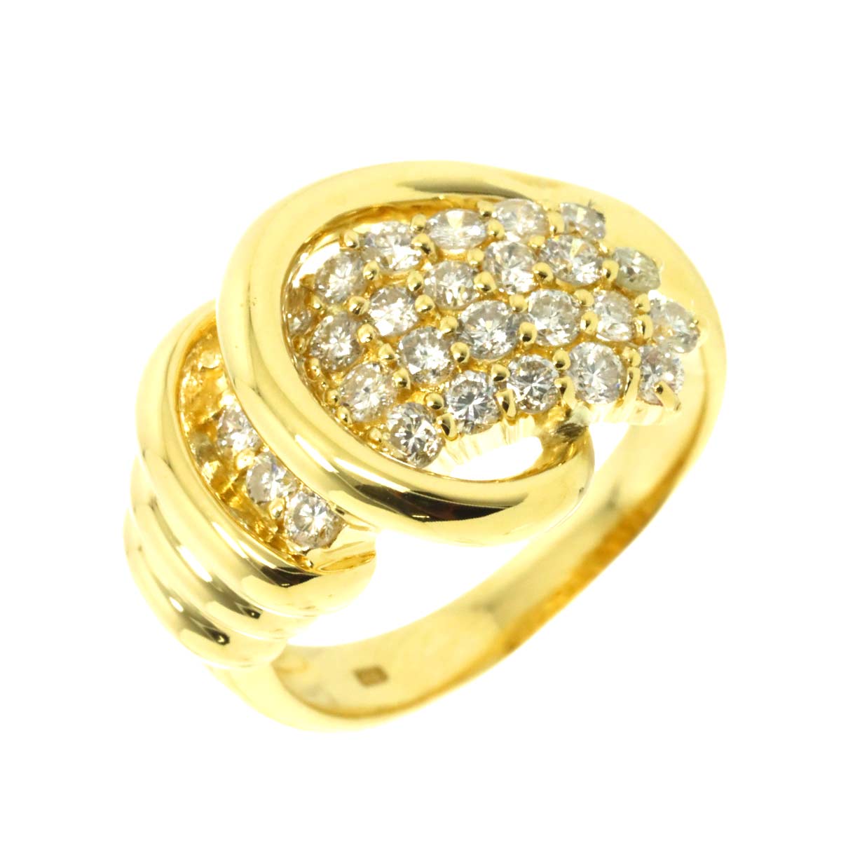 Diamond 1.00ct Ring 18K YG Yellow Gold 750 Size6(US)