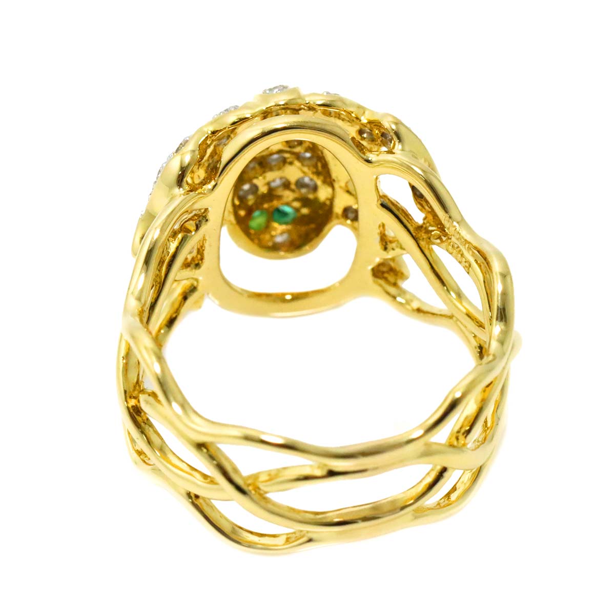 Diamond 0.30ct Emerald 0.03ct Ring 18K YG Yellow Gold 750 6.75-7.25(US)