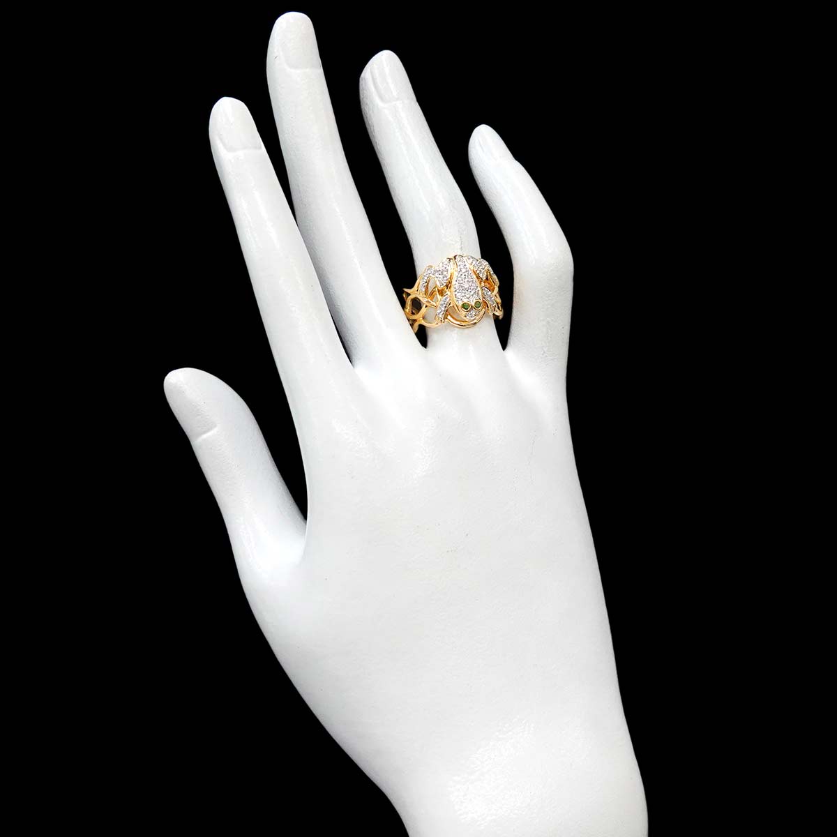 Diamond 0.30ct Emerald 0.03ct Ring 18K YG Yellow Gold 750 6.75-7.25(US)