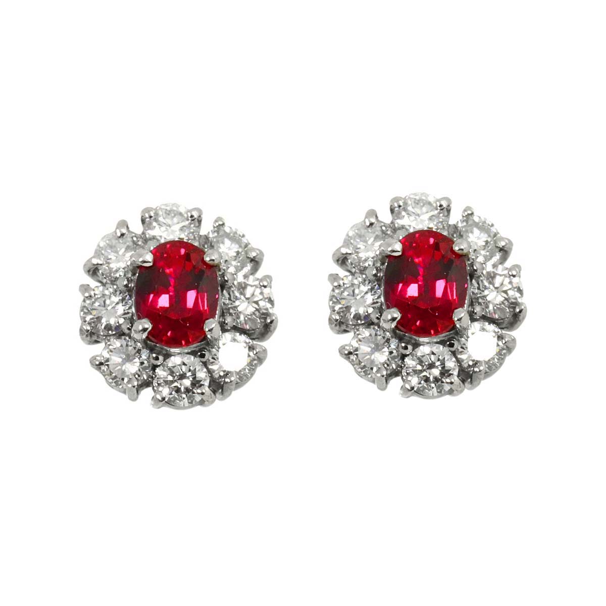 Ruby 0.58ct/0.47ct Diamond 0.45ct/0.45ct Earrings Pierced Pt