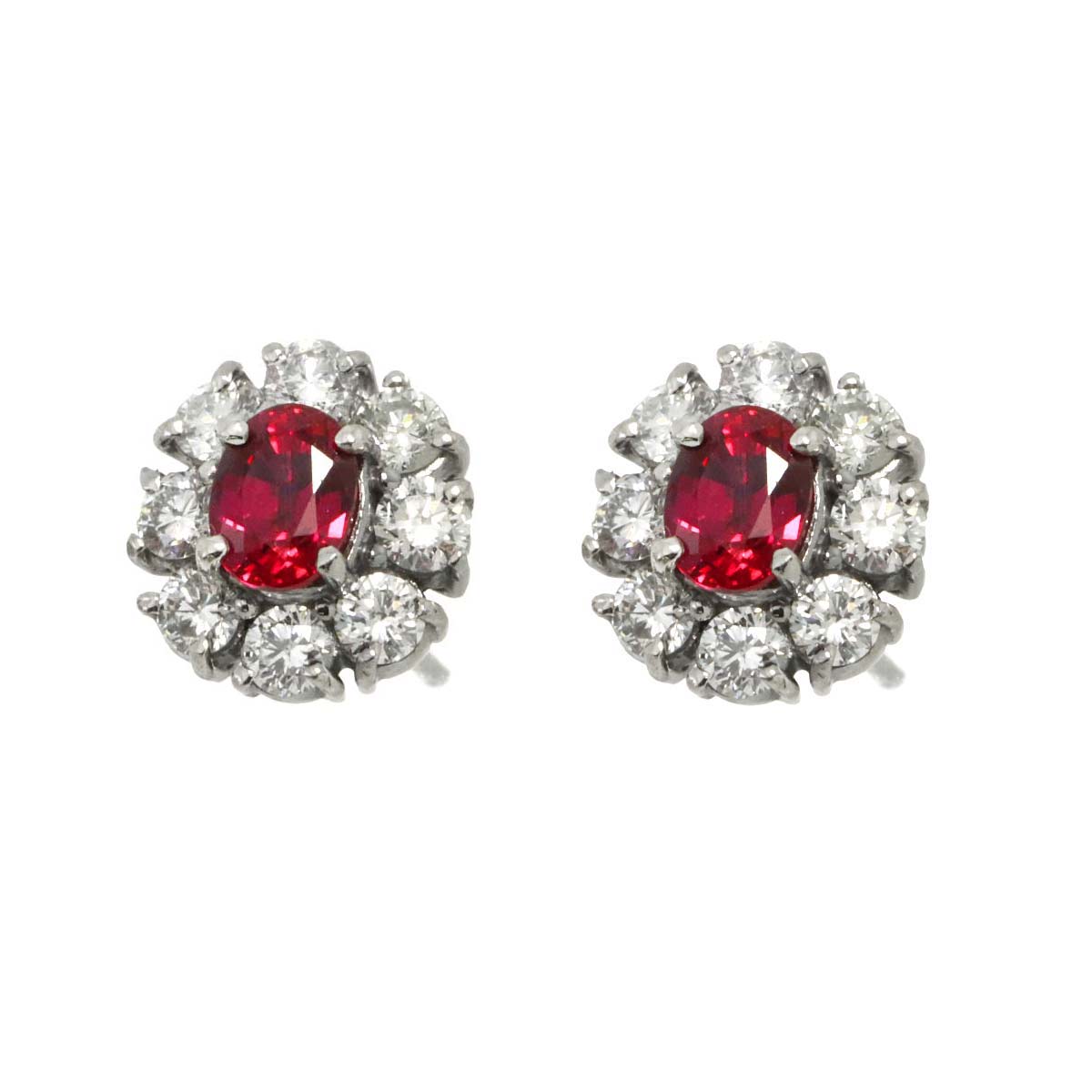 Ruby 0.58ct/0.47ct Diamond 0.45ct/0.45ct Earrings Pierced Pt