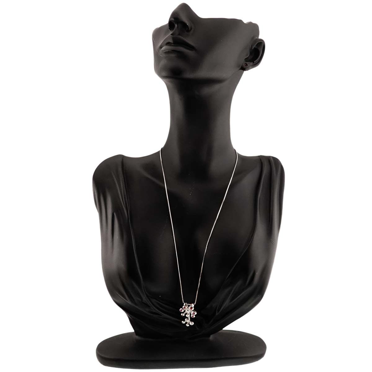 Ruby 0.48ct Diamond 0.25ct Necklace 18K 18K White Gold 750