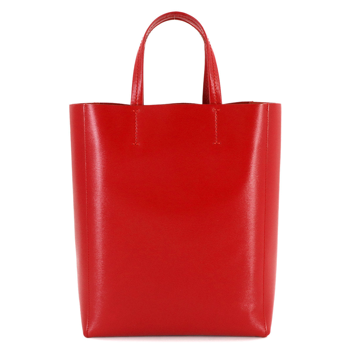 Small Vertical Cabas Tote Shoulder Bag Leather Red 176183