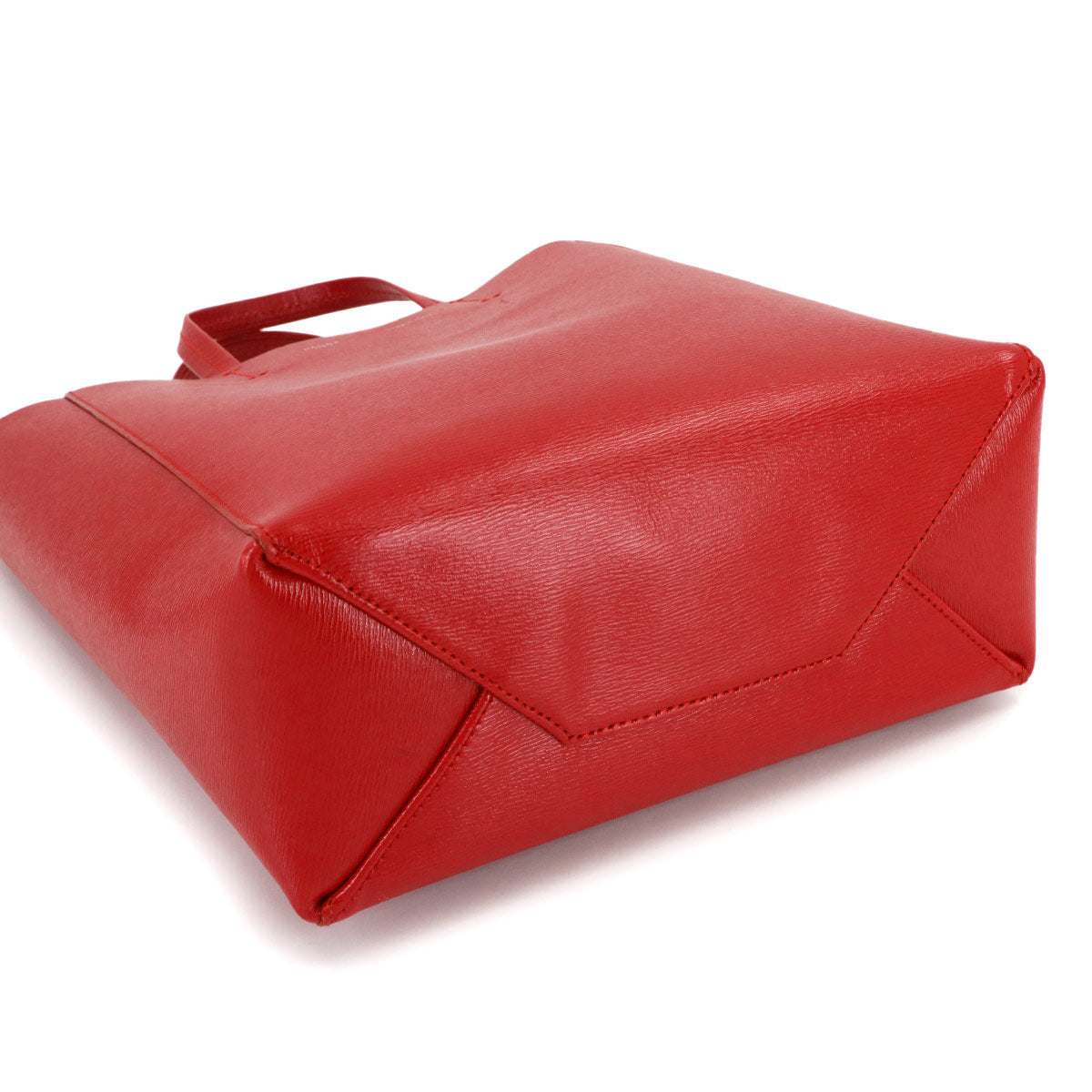 Small Vertical Cabas Tote Shoulder Bag Leather Red 176183