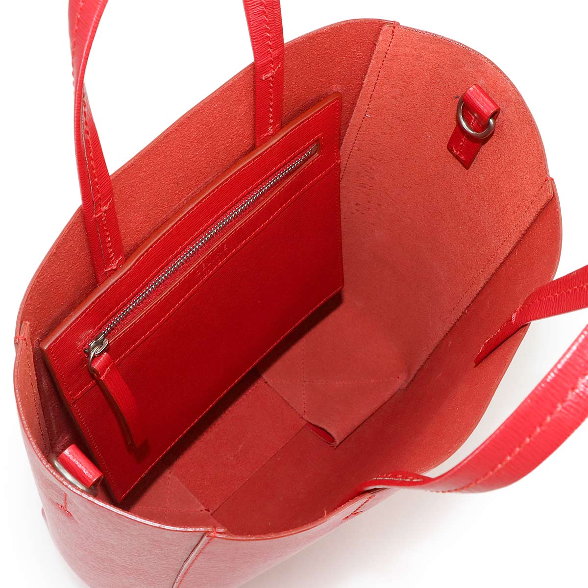 Small Vertical Cabas Tote Shoulder Bag Leather Red 176183