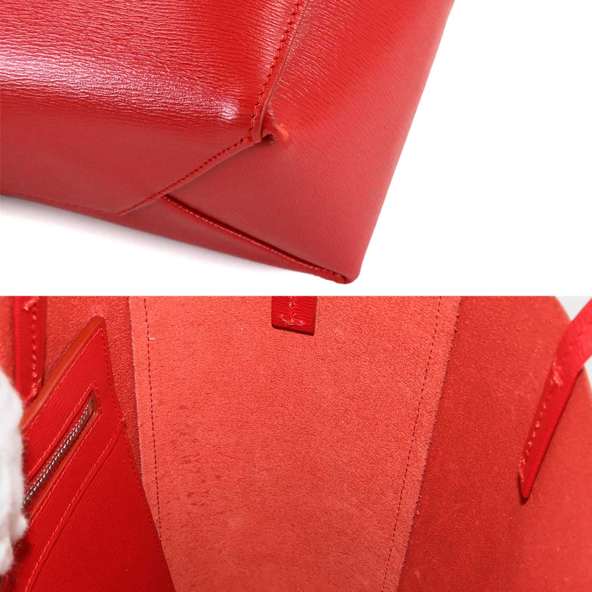 Small Vertical Cabas Tote Shoulder Bag Leather Red 176183