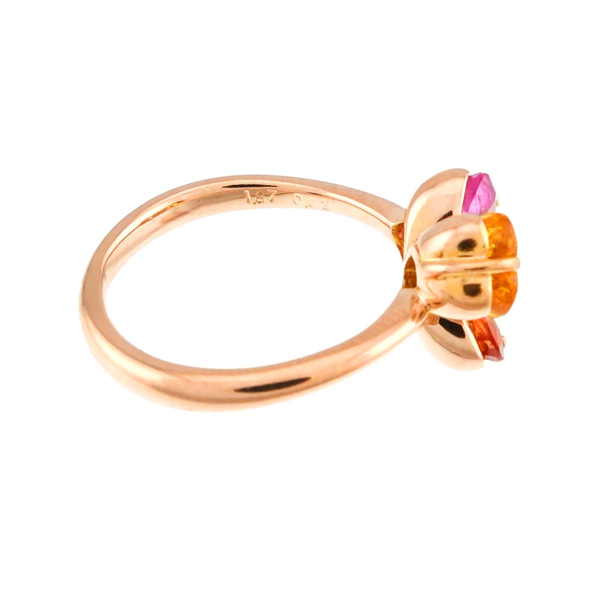 Sapphire 1.87ct Diamond 0.02ct Ring 18K PG Size:5-5.25US