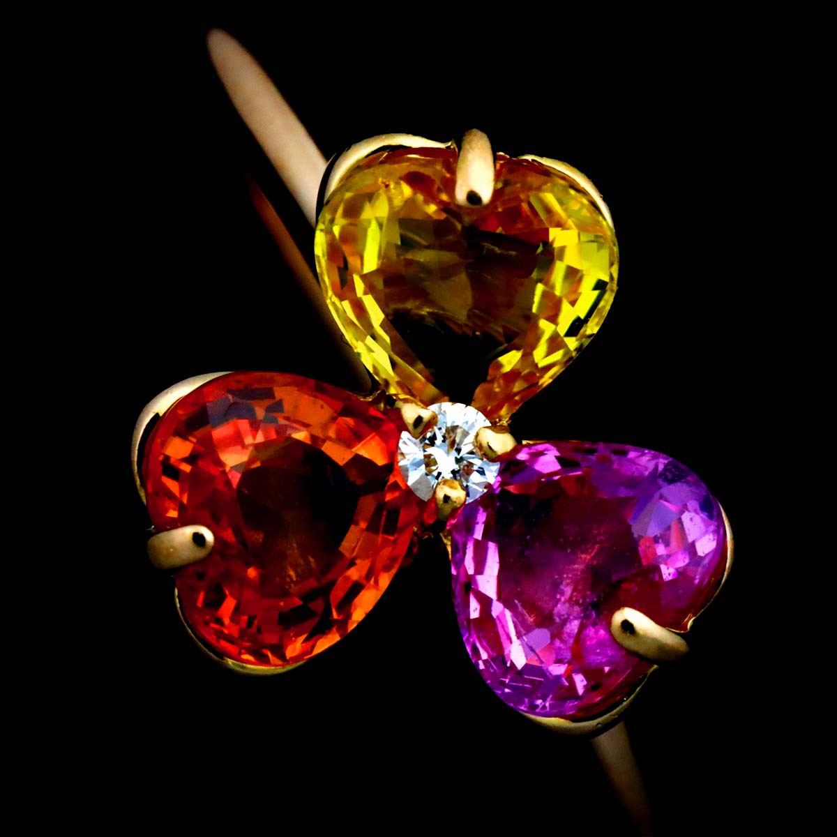 Sapphire 1.87ct Diamond 0.02ct Ring 18K PG Size:5-5.25US