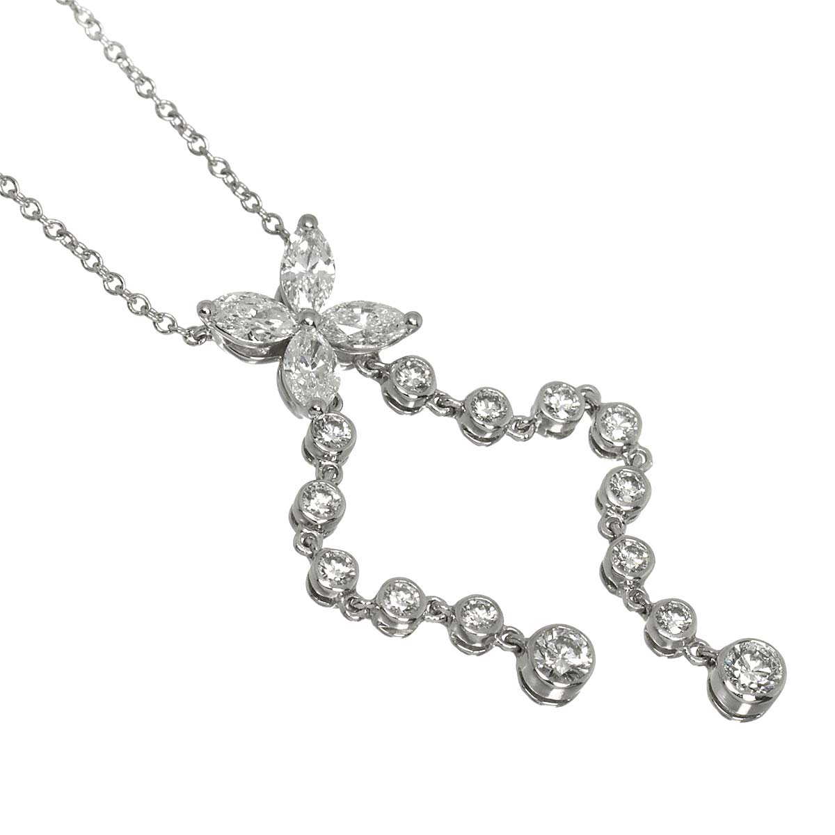 Victoria Double drop Diamond Necklace Platinum