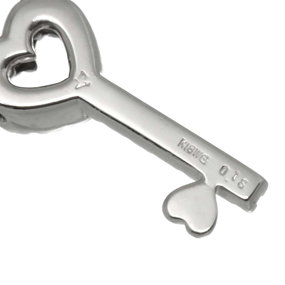Heart Key Motif Diamond 0.18ct Necklace 18K WG 750