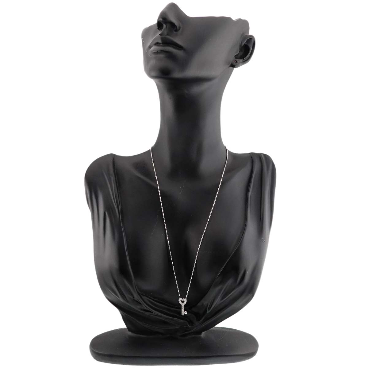 Heart Key Motif Diamond 0.18ct Necklace 18K WG 750