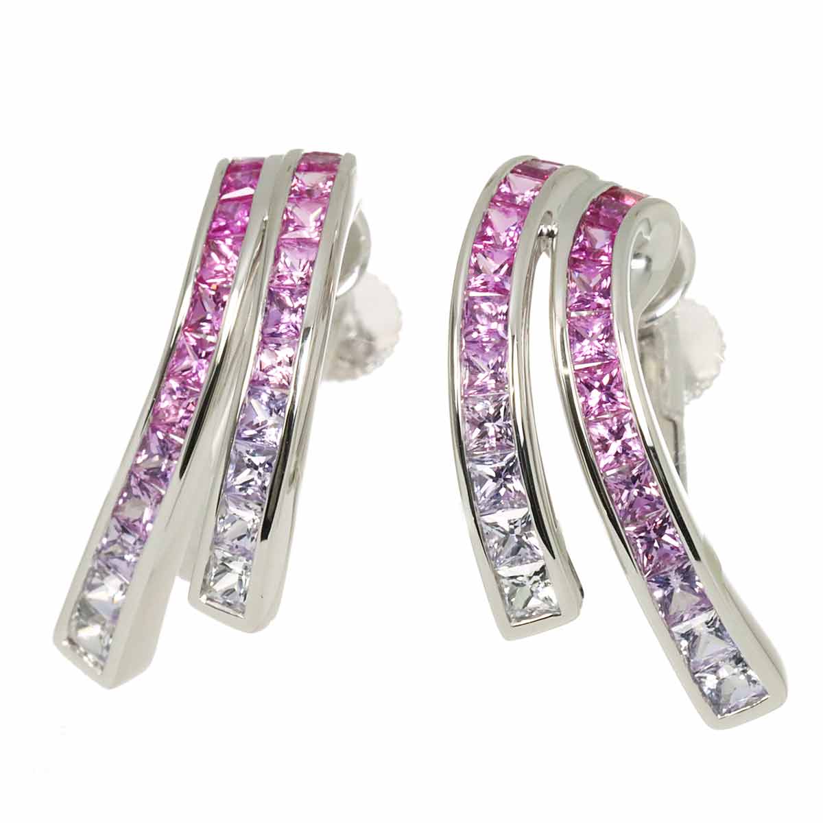 Sapphire 2.87ct Earrings Clip on 18K 14K White Gold 750 585