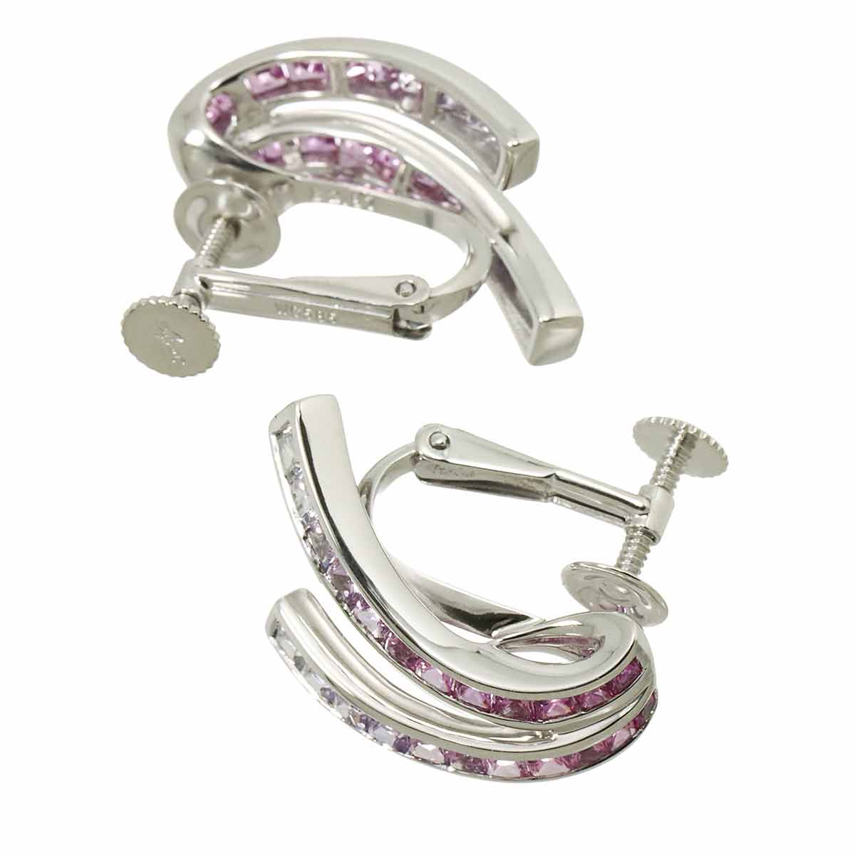 Sapphire 2.87ct Earrings Clip on 18K 14K White Gold 750 585