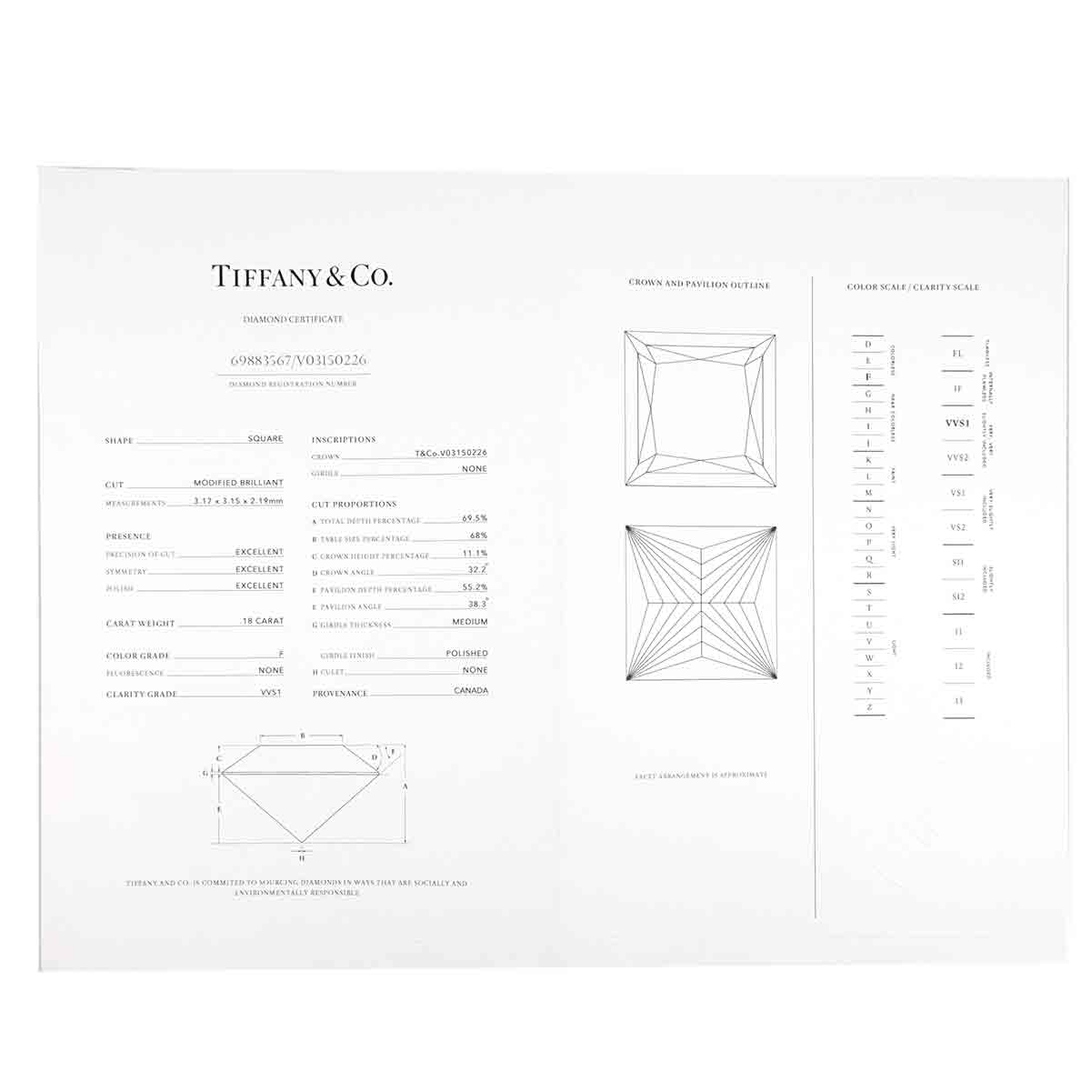 Diamond 0.19/0.18ct F/VVS1 Earrings Pierced Pt