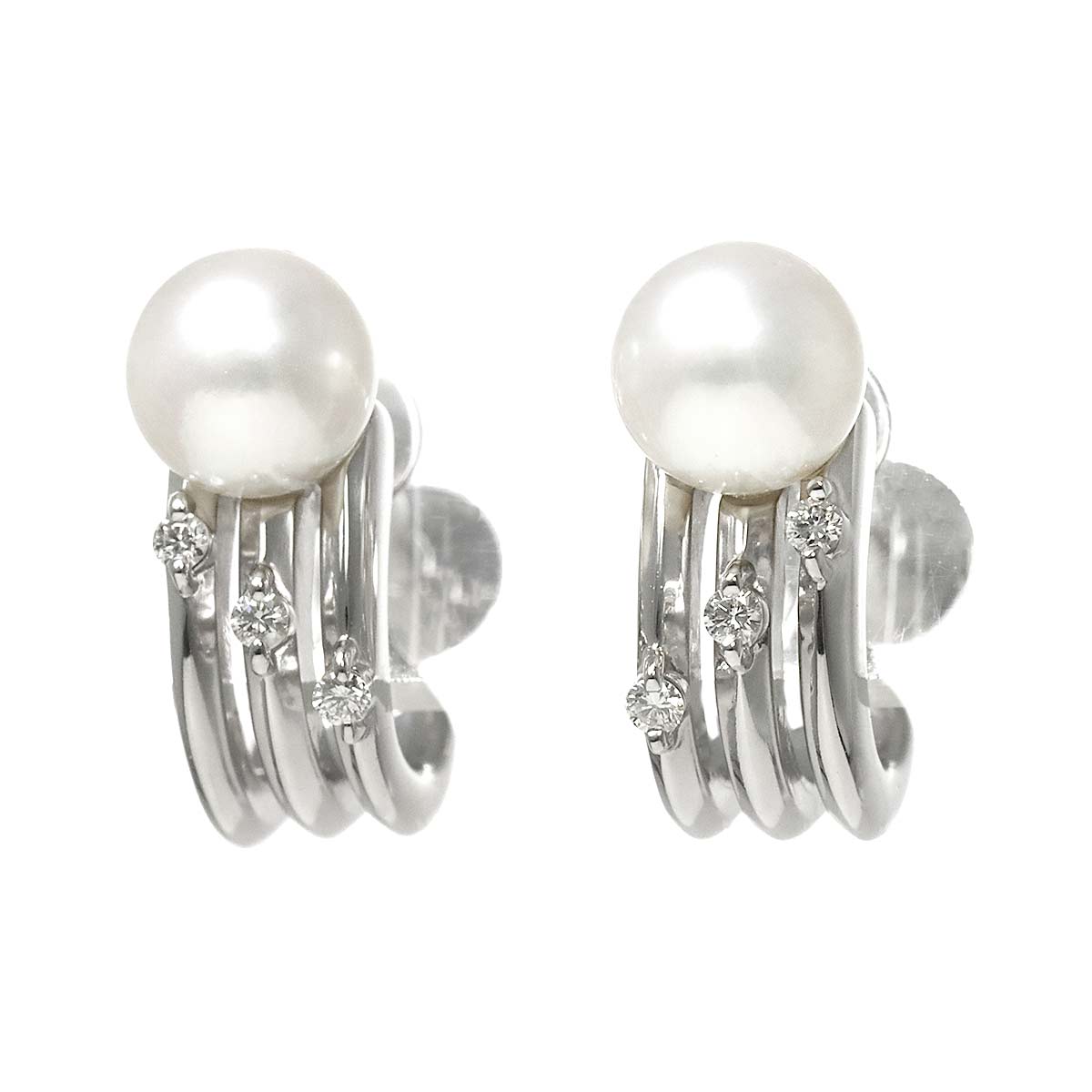 Akoya Pearl Diamond 0.03ct/0.03ct Earrings 18K WG 750