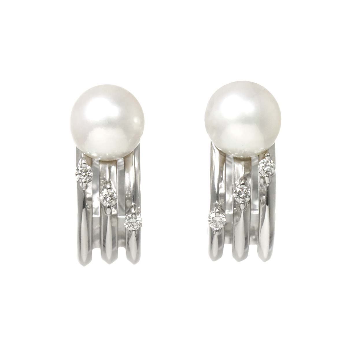 Akoya Pearl Diamond 0.03ct/0.03ct Earrings 18K WG 750