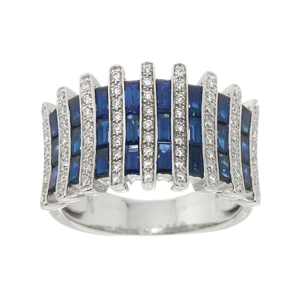 Sapphire 2.80ct Diamond 0.35ct Ring 18K WG 750 size6.5-6.75(US)