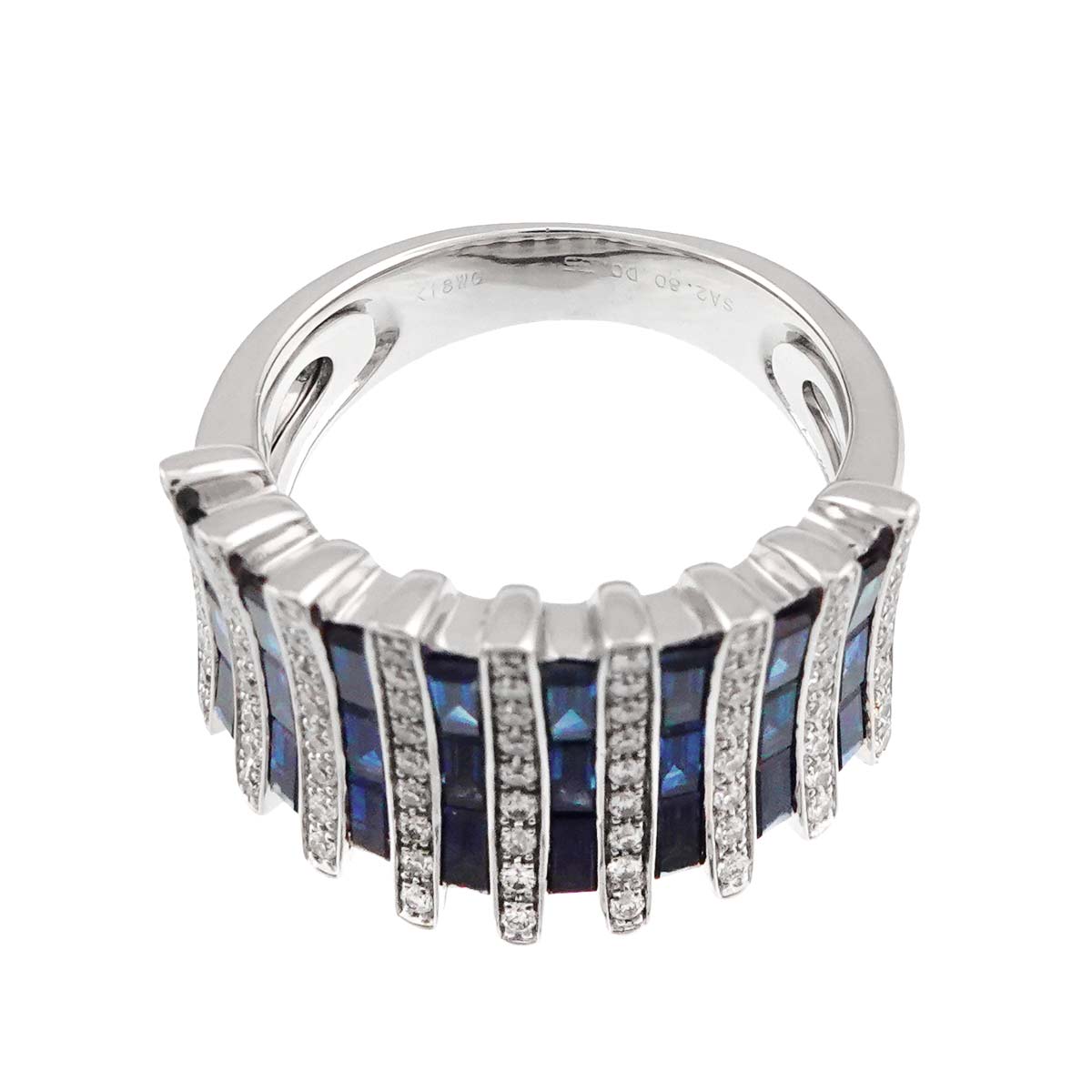 Sapphire 2.80ct Diamond 0.35ct Ring 18K WG 750 size6.5-6.75(US)