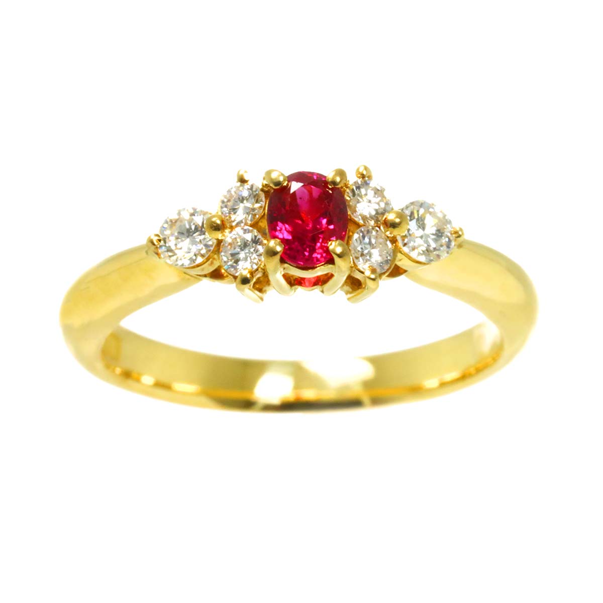 Ruby 0.24ct Diamond 0.27ct Ring 18K YG size4.5-4.75(US)